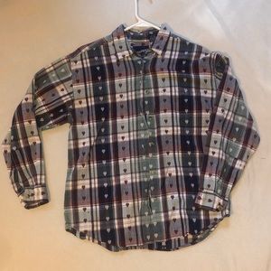 Unique vintage flannel with hearts